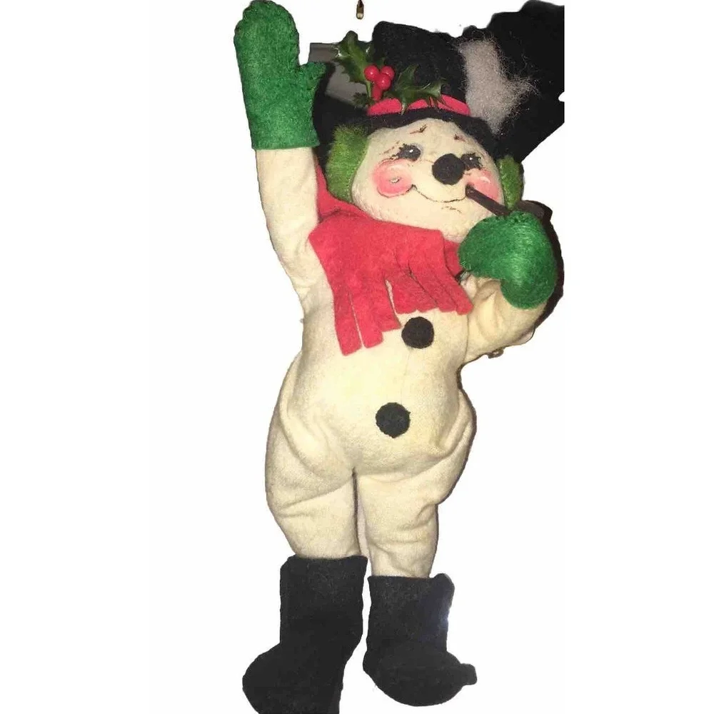 Vintage 1982 Annalee Mobilitee Snowman Waving Hello Smoking Pipe 9